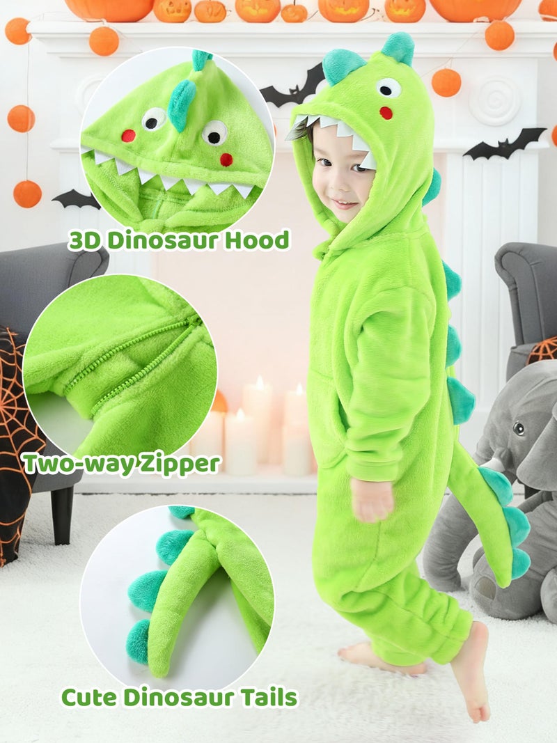 LOLANTA Boys Girls Dinosaur Costume Toddler's Dino Bodysuit Flannel Toddler One Piece Jumpsuit Kids Gifts (Green, 2-3T) - Image 3
